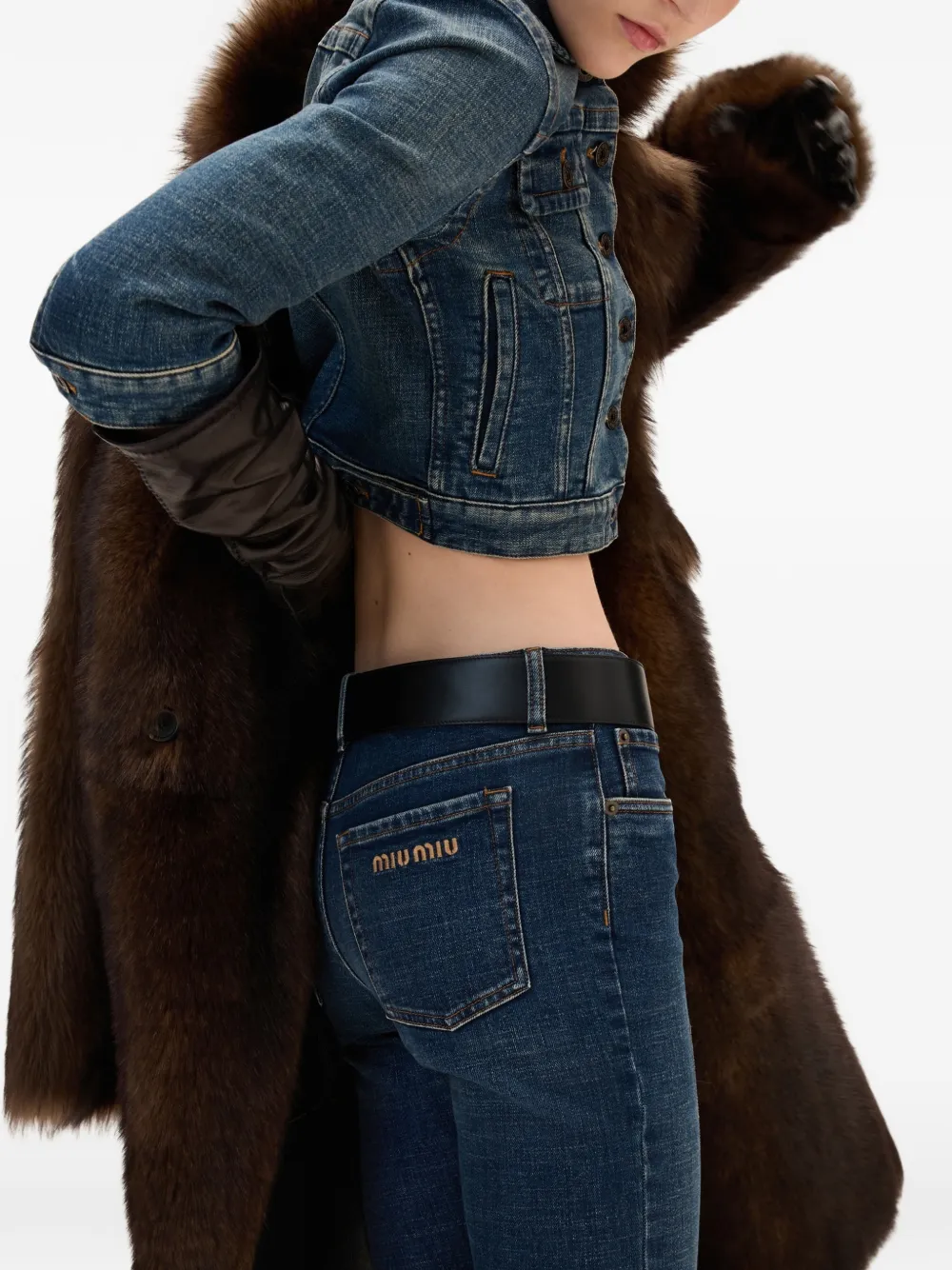 Miu Jeans met logo Blauw