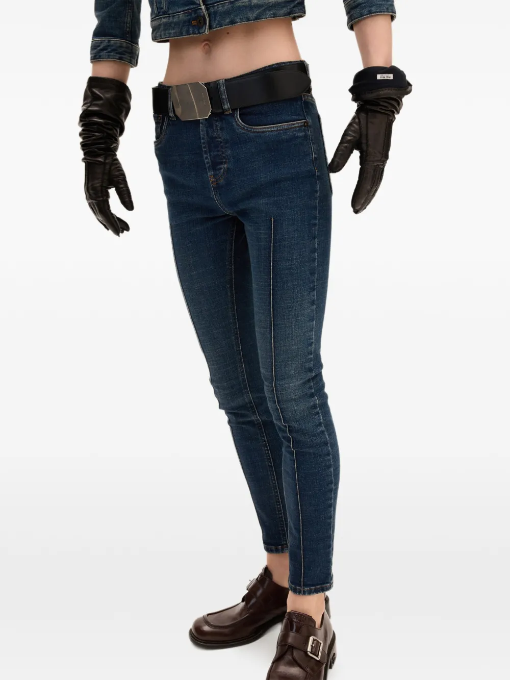  Miu Miu Vaqueros Con Logo - Azul 