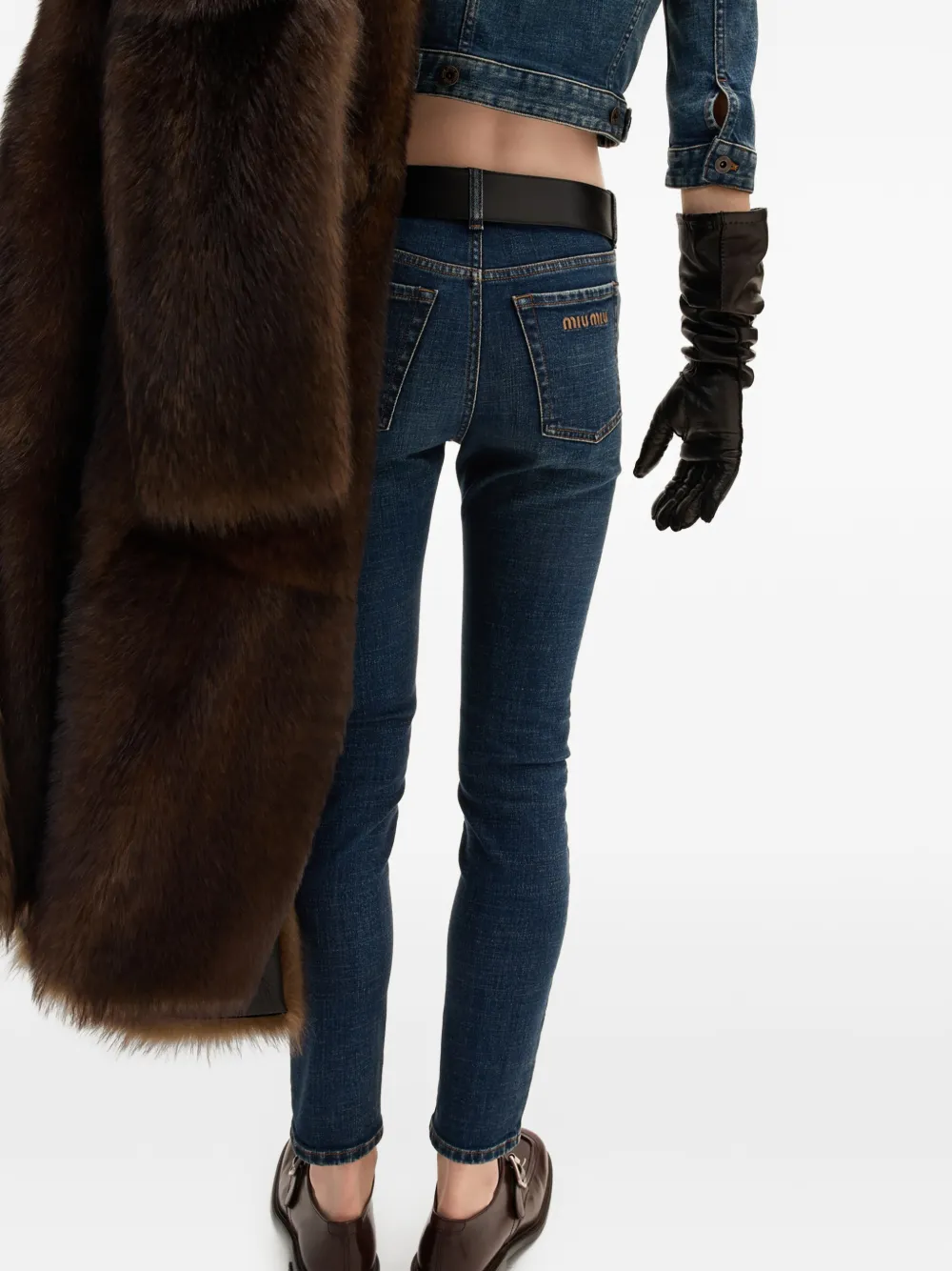 Miu Jeans met logo Blauw