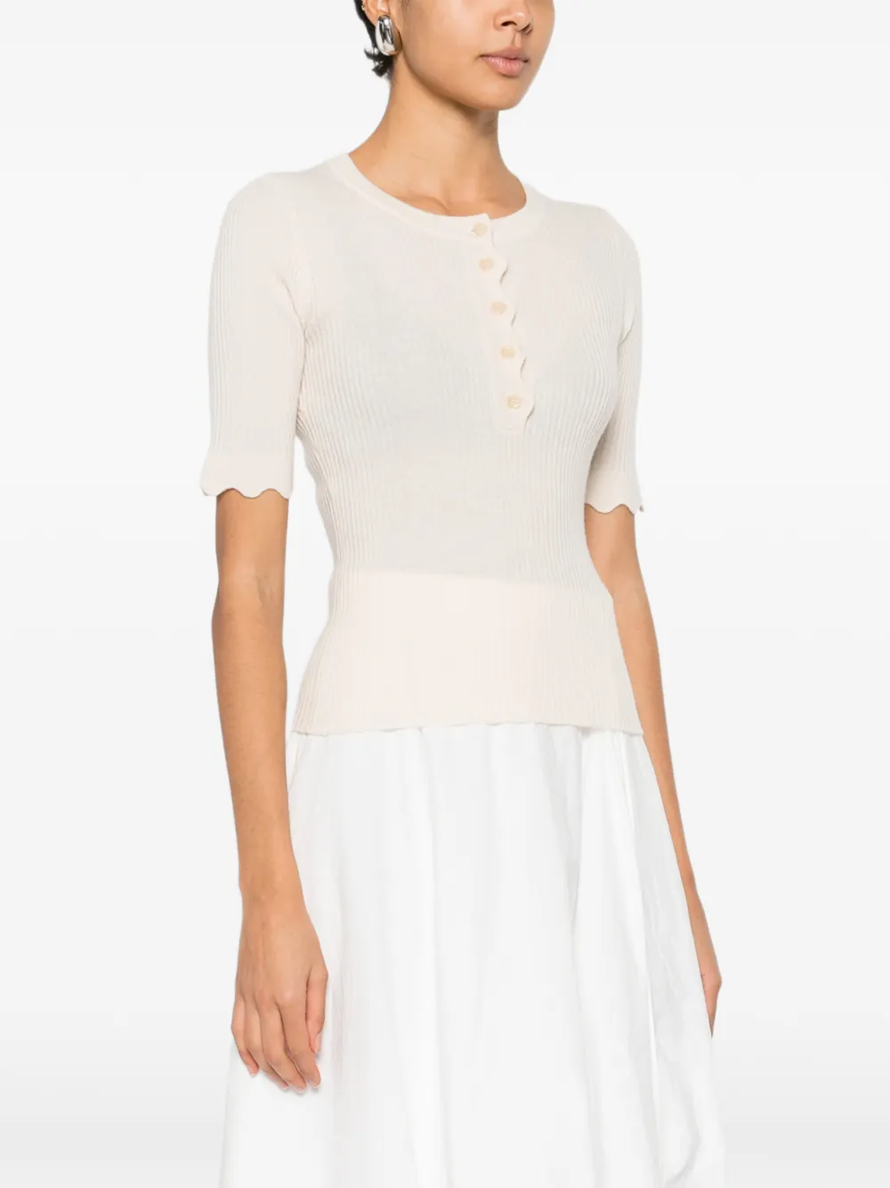  Allude Button Ribbed Knitwear - Neutrals 
