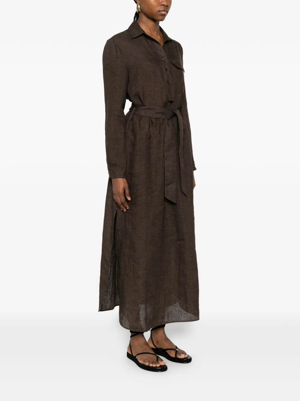 Emporio Armani Midi-jurk met ceintuur Bruin