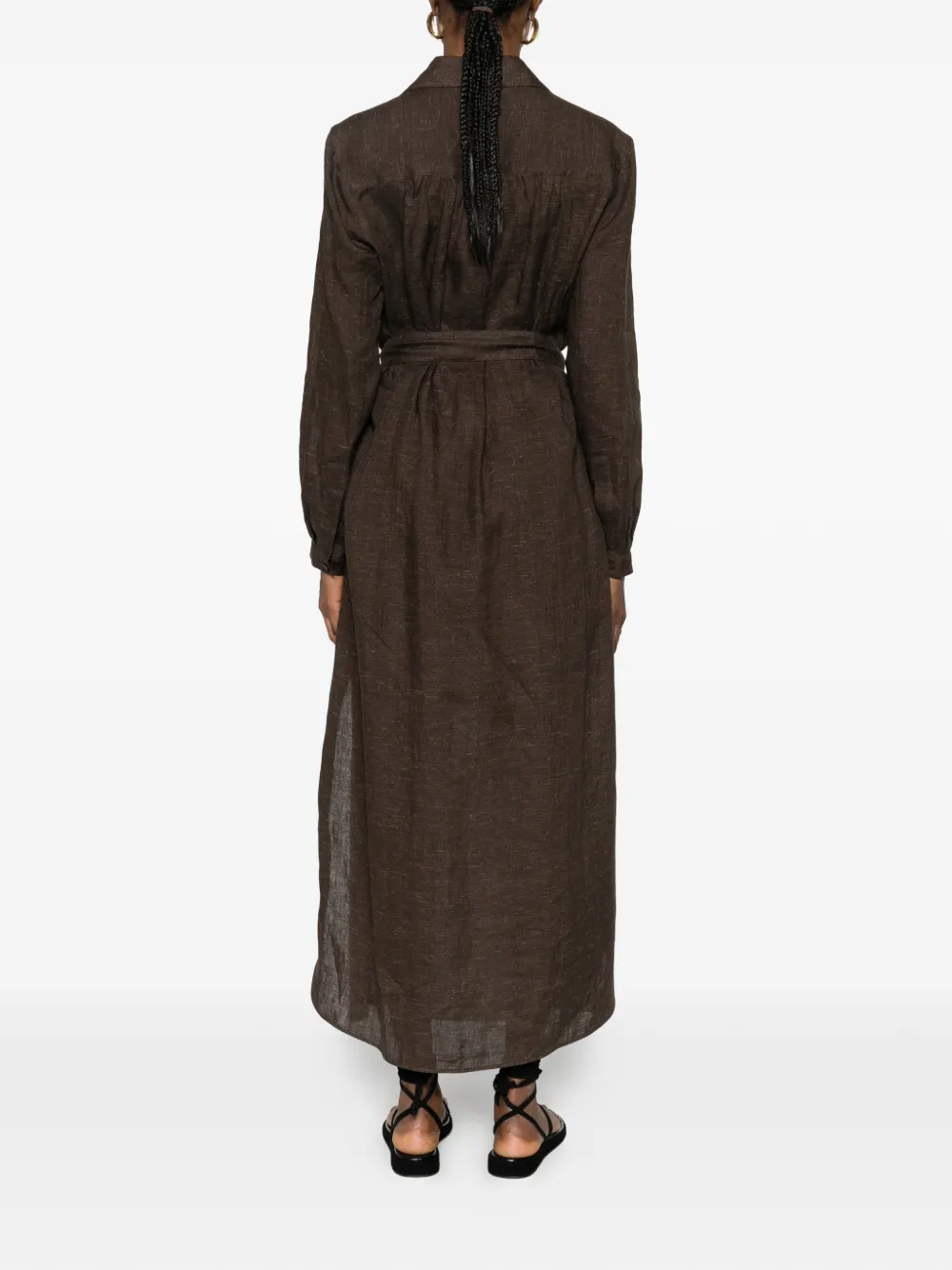Emporio Armani Midi-jurk met ceintuur Bruin