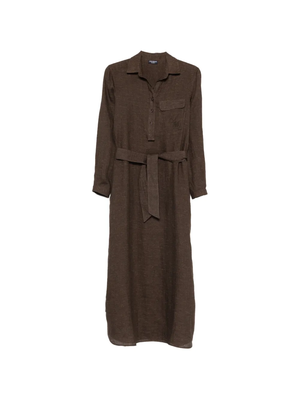 Emporio Armani belted shirt midi dress - Marrone
