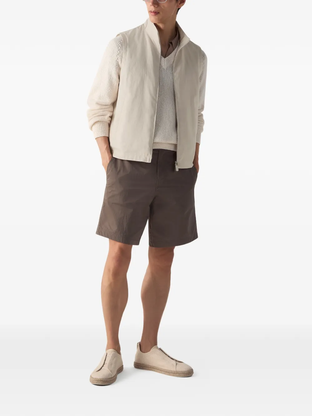 Zegna Linnen gilet met rits Beige