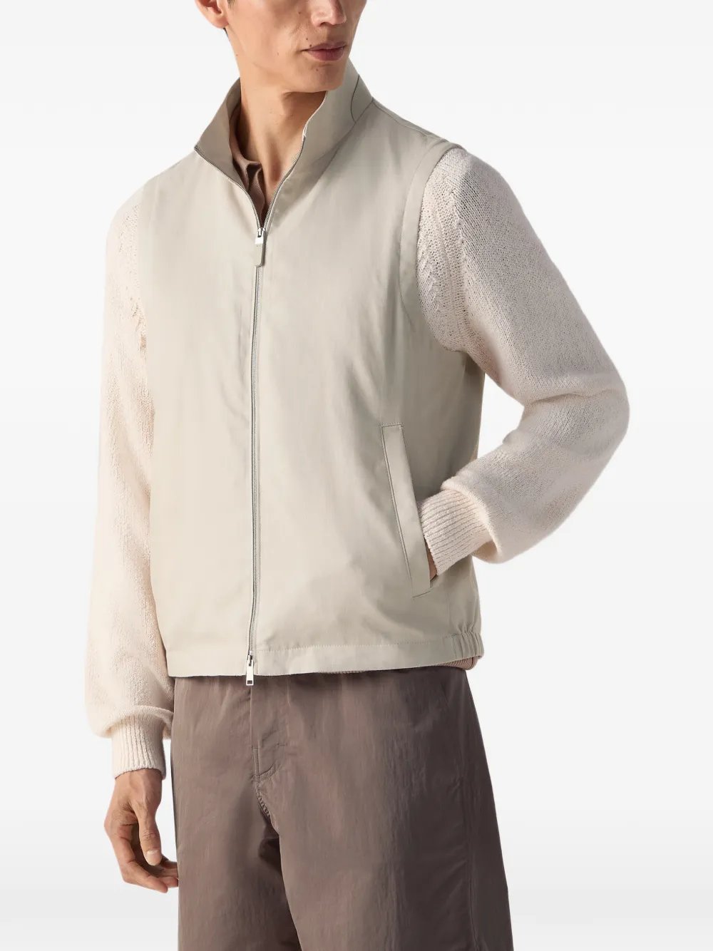 Zegna Linnen gilet met rits Beige