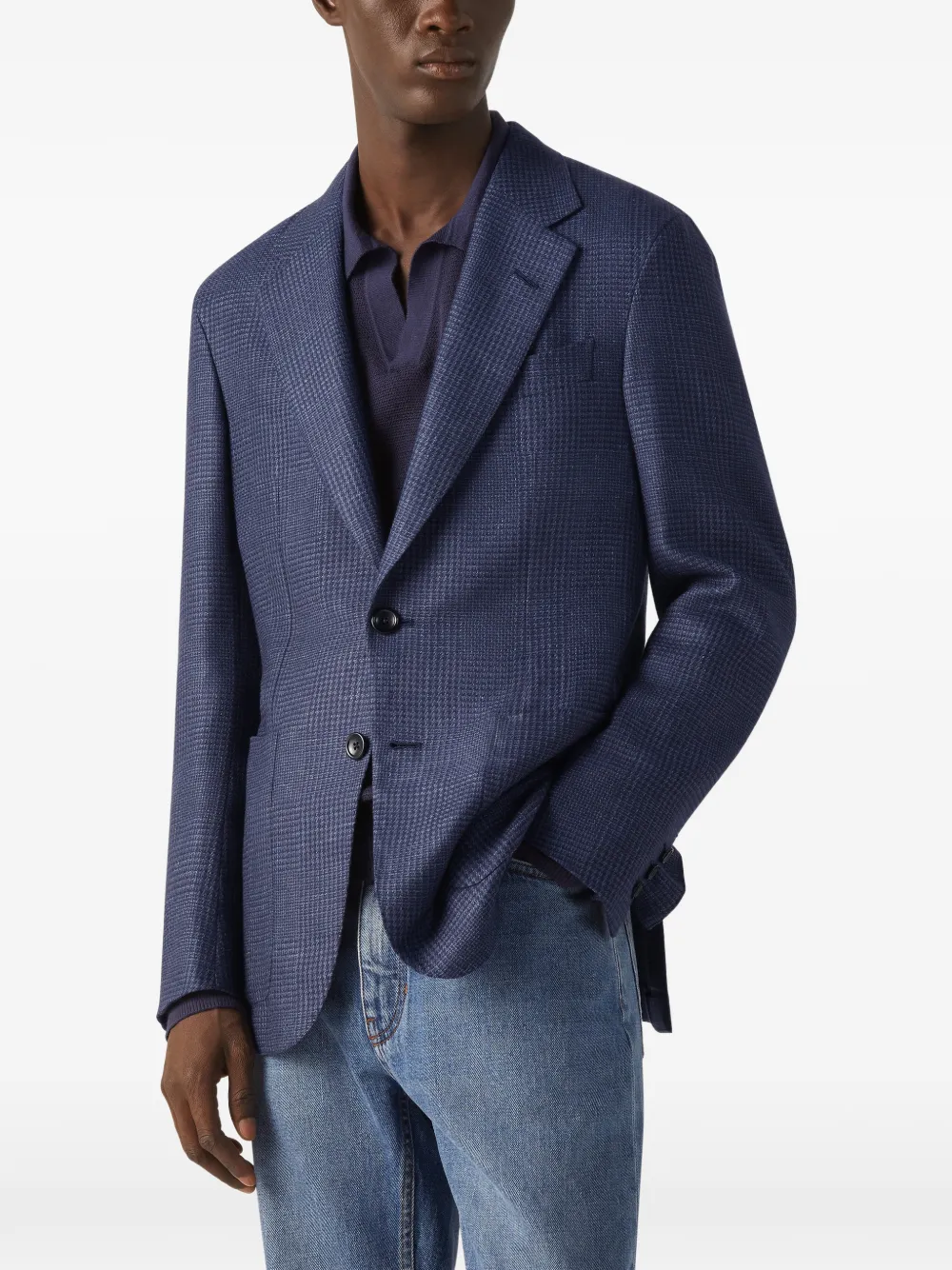  Zegna Checked Blazer - Blue 