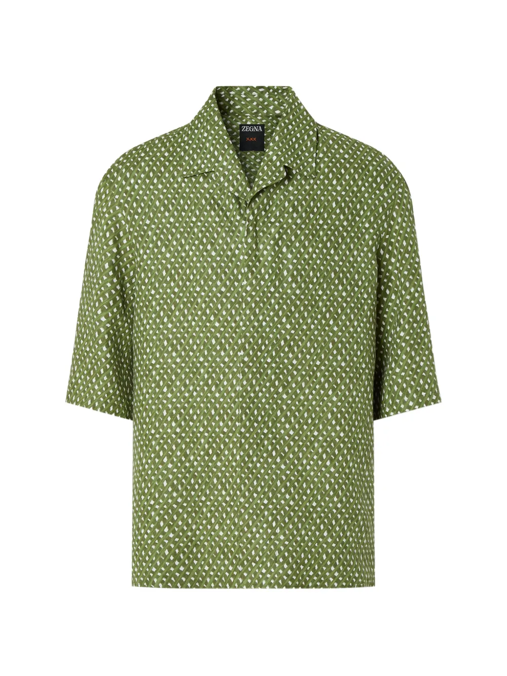 Zegna Camicia in lino con stampa - Verde