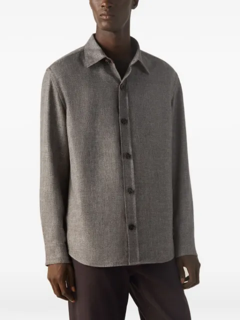 Zegna Jaqueta overshirt de cashmere, linho e seda