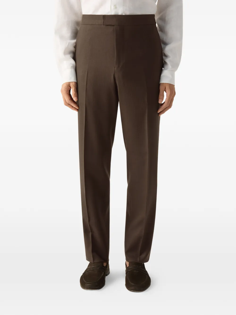 Zegna Elastische broek met knopen Bruin