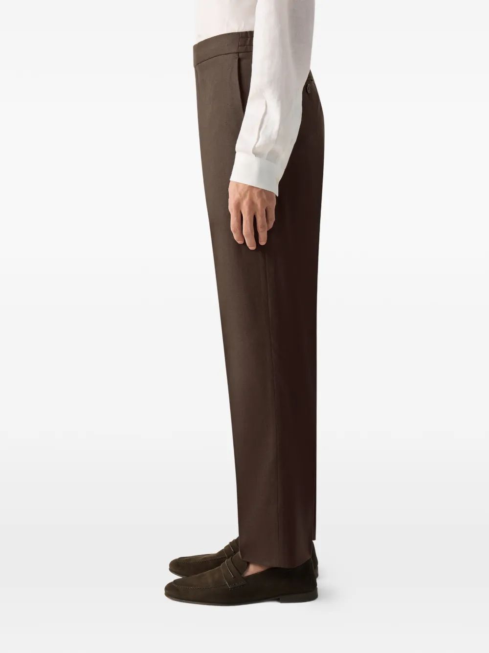 Zegna Elastische broek met knopen Bruin