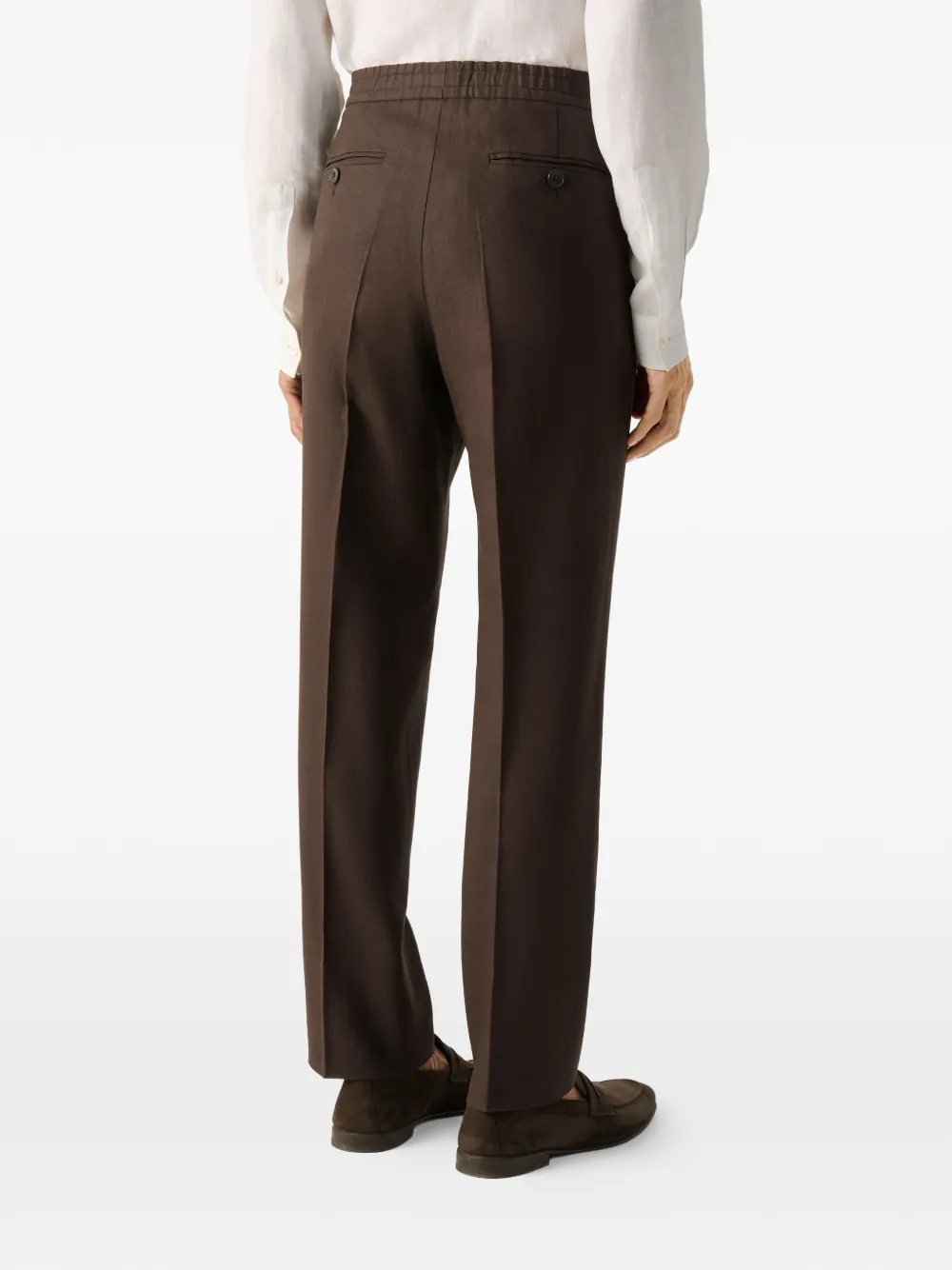 Zegna Elastische broek met knopen Bruin