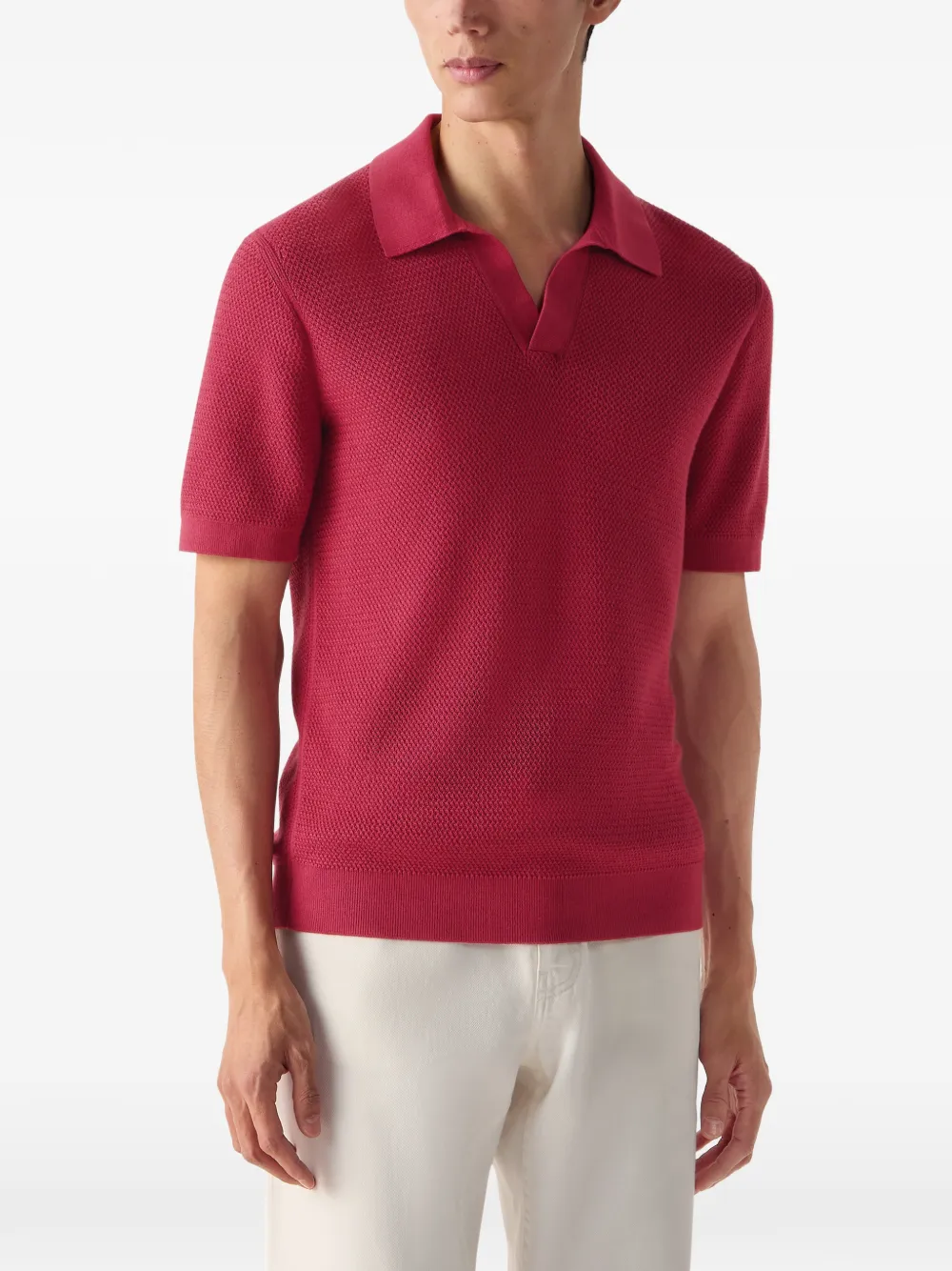 Zegna Poloshirt met textuur Rood