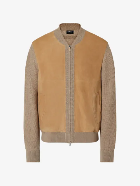 Zegna panelled-design bomber jacket