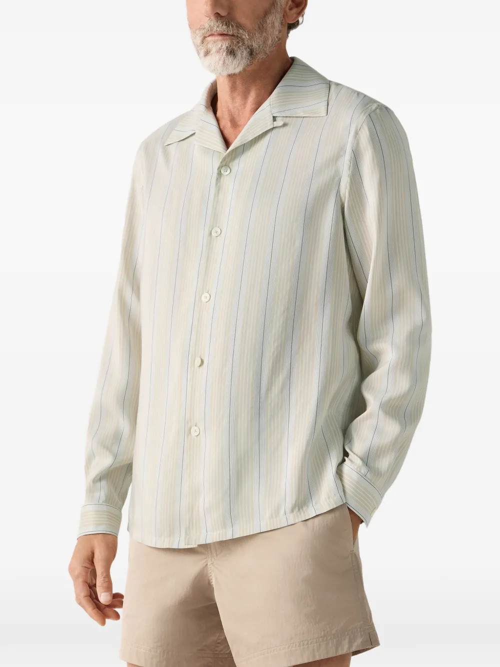 Zegna Gestreept overhemd Beige