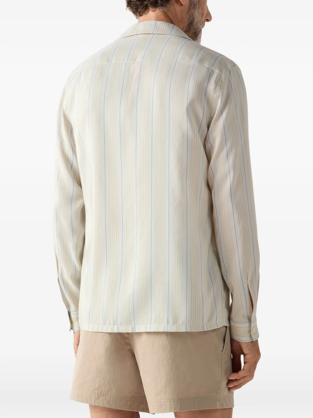 Zegna Gestreept overhemd Beige