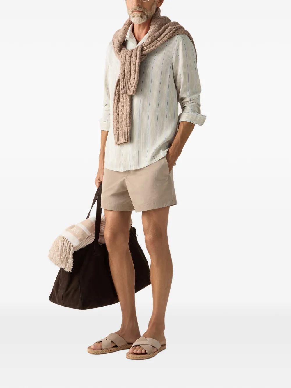 Zegna Gestreept overhemd Beige