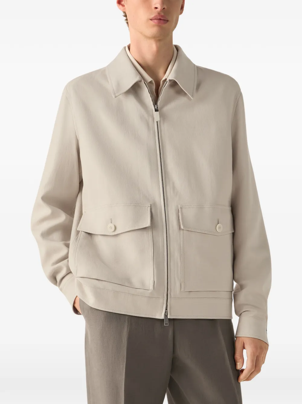 Zegna Shirtjack met opgestikte zak Beige