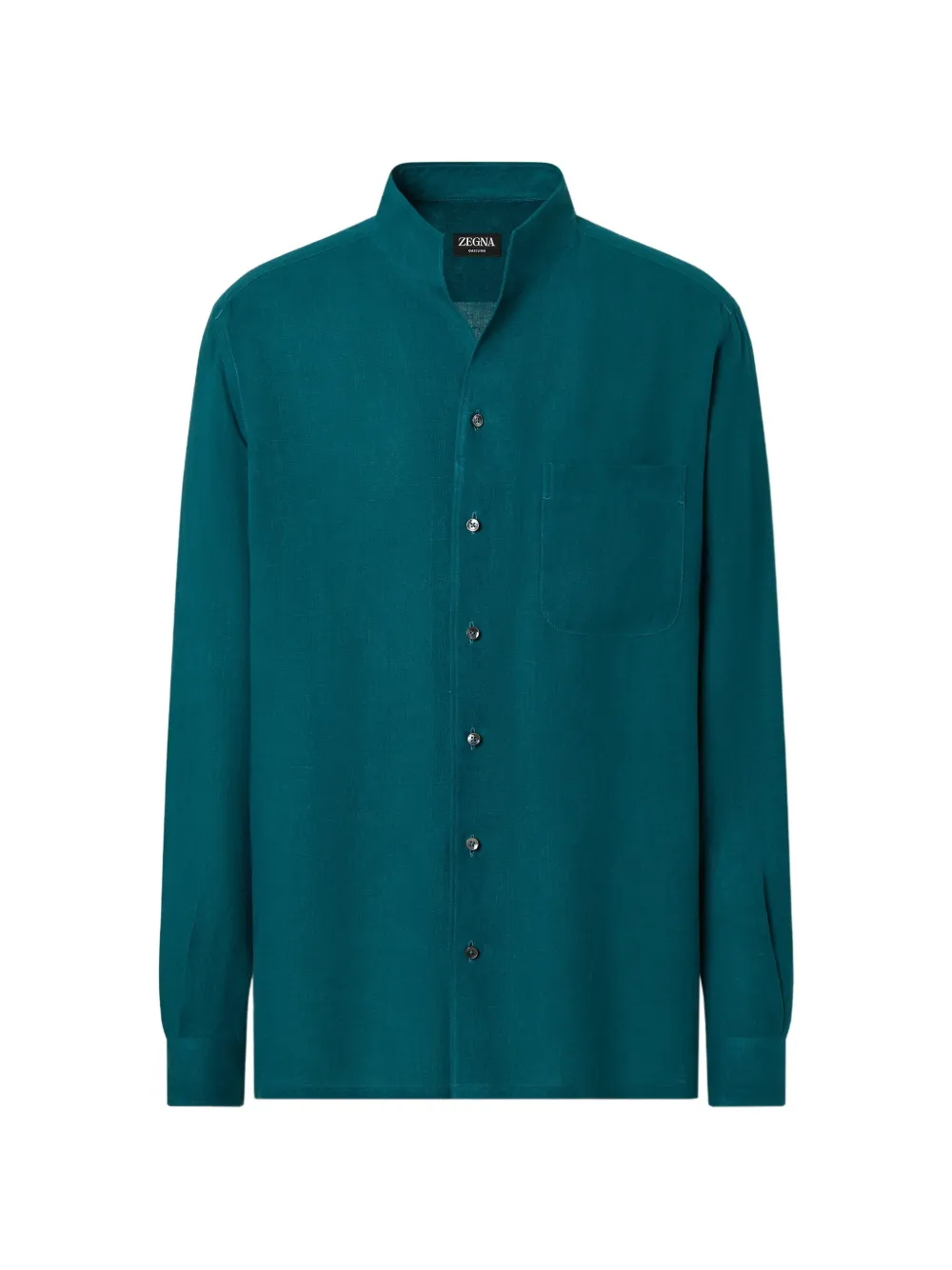 Zegna Camicia Oasi Lino con colletto alla coreana - Blu
