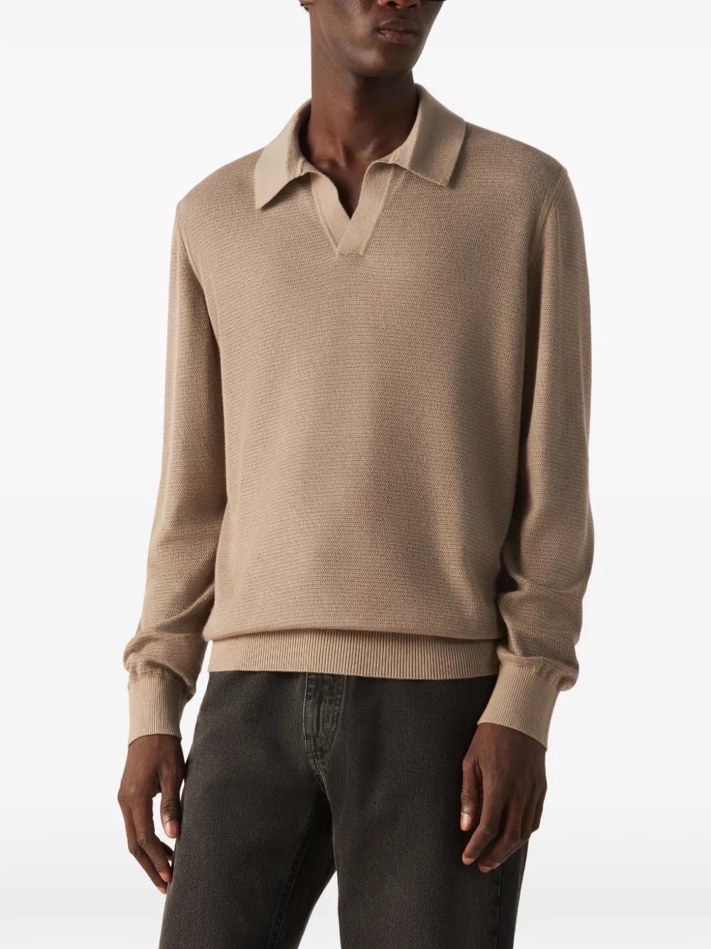 Zegna T-shirt met polokraag Beige