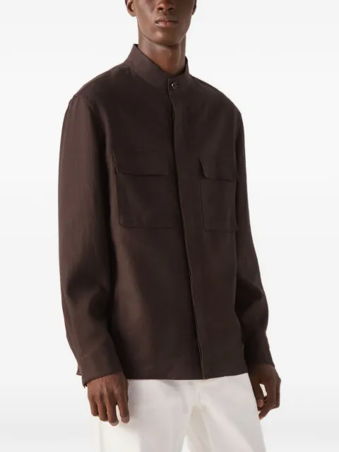 Zegna Oasi Lino mandarin-collar overshirt