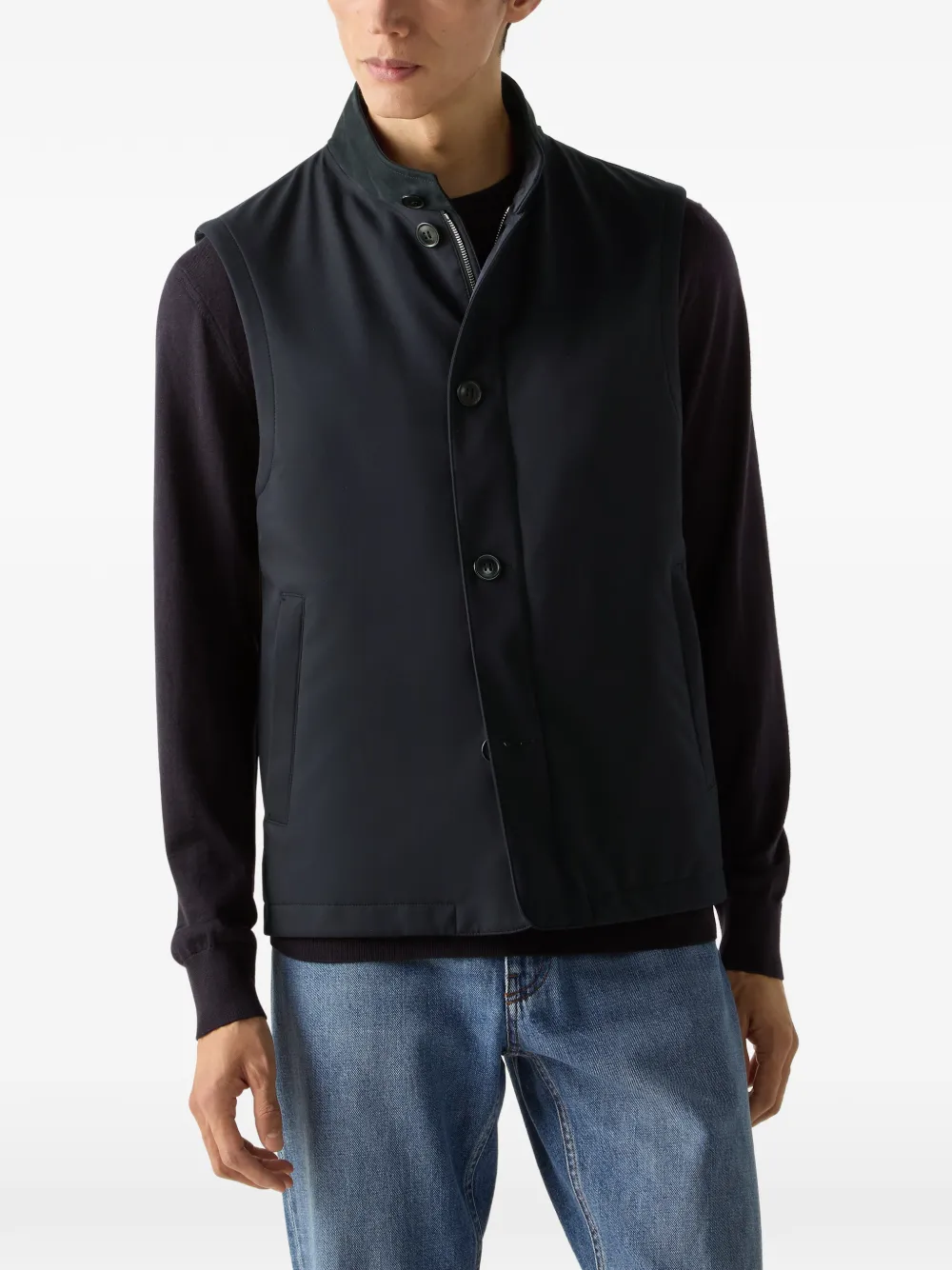  Zegna Button-up Gilet - Blue 