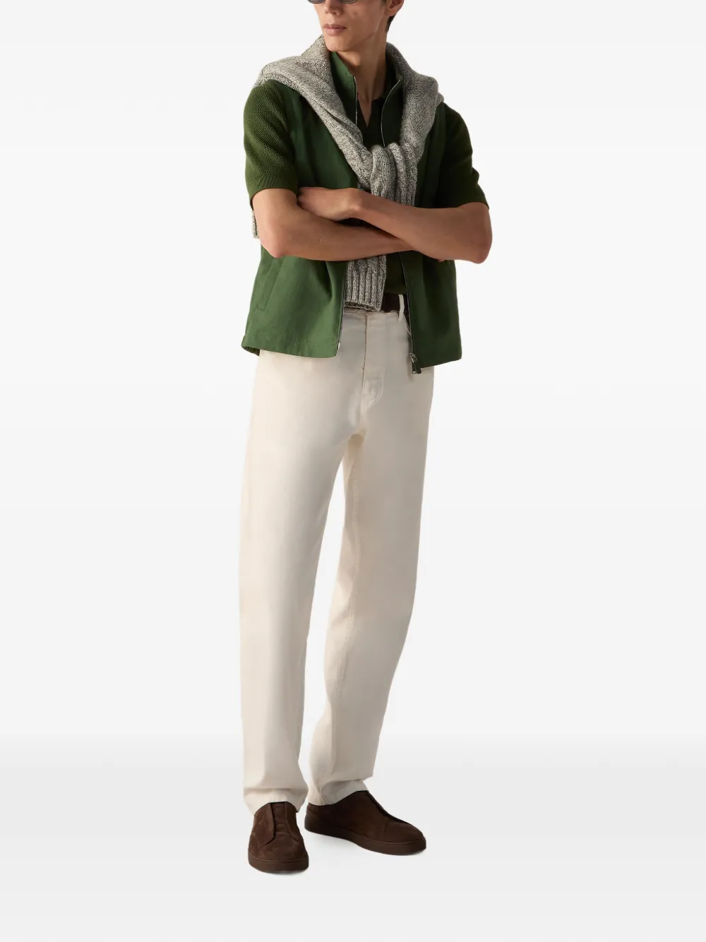 Zegna Oasi Lino gilet met rits Groen