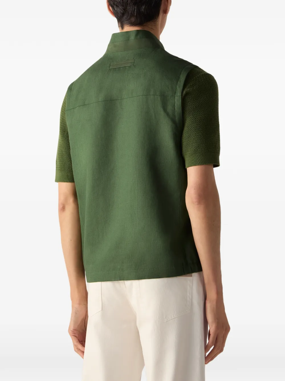 Zegna Oasi Lino gilet met rits Groen