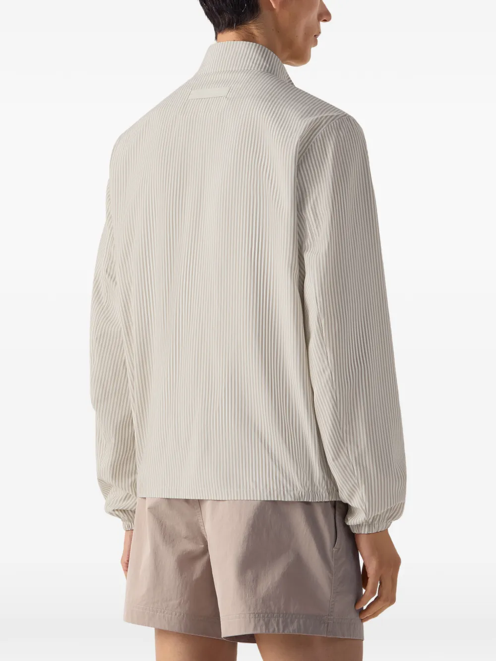 Zegna Gestreept zijden jack Beige