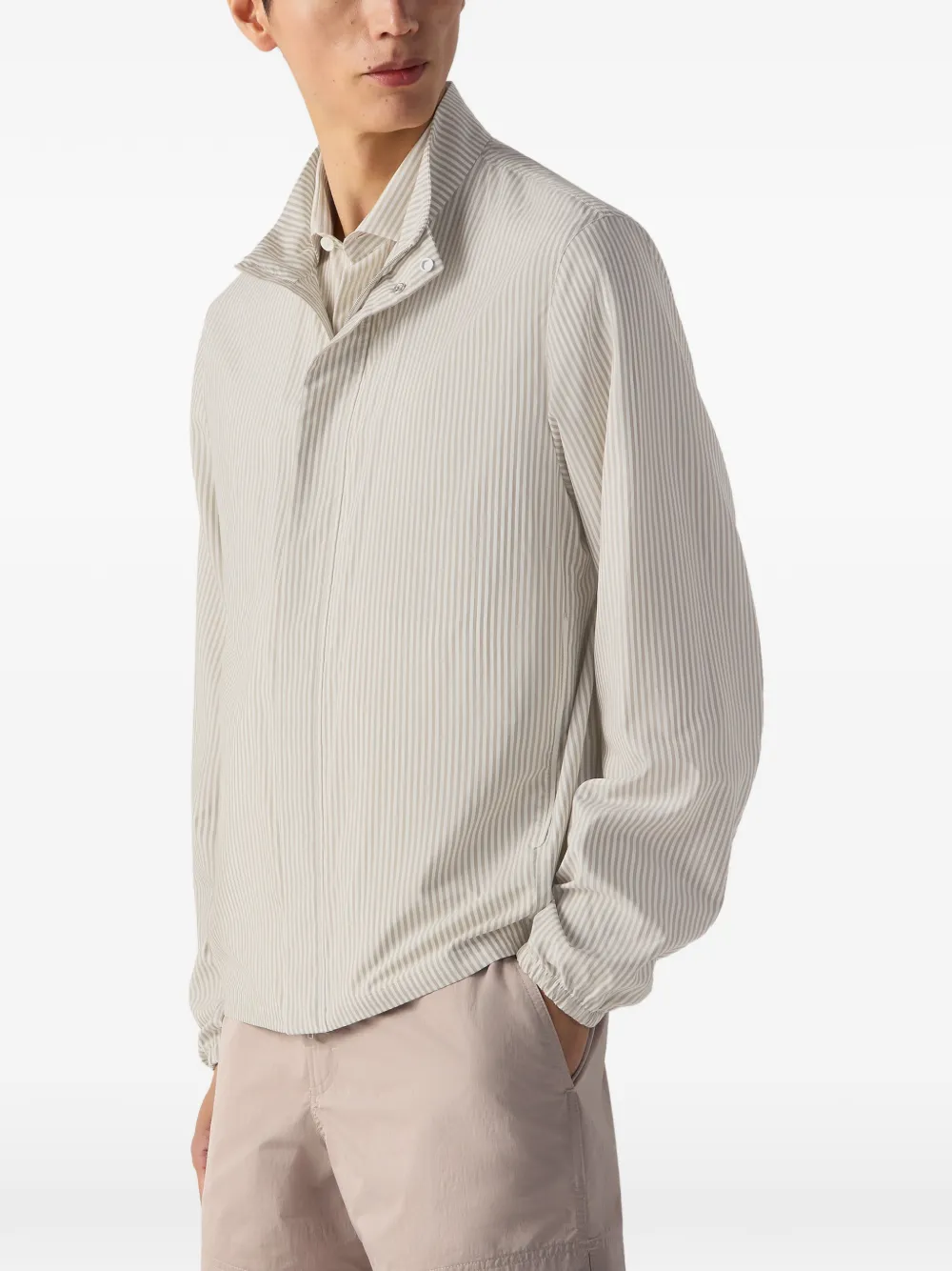 Zegna Gestreept zijden jack Beige