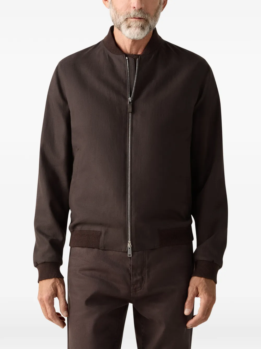 Zegna Oasi Lino bomberjack Bruin