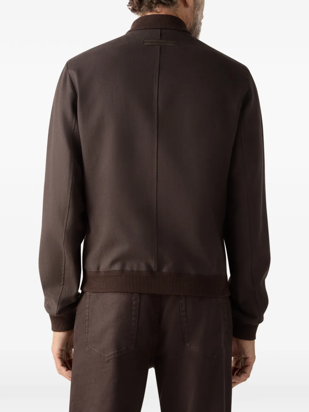 Zegna Oasi Lino bomberjack Bruin