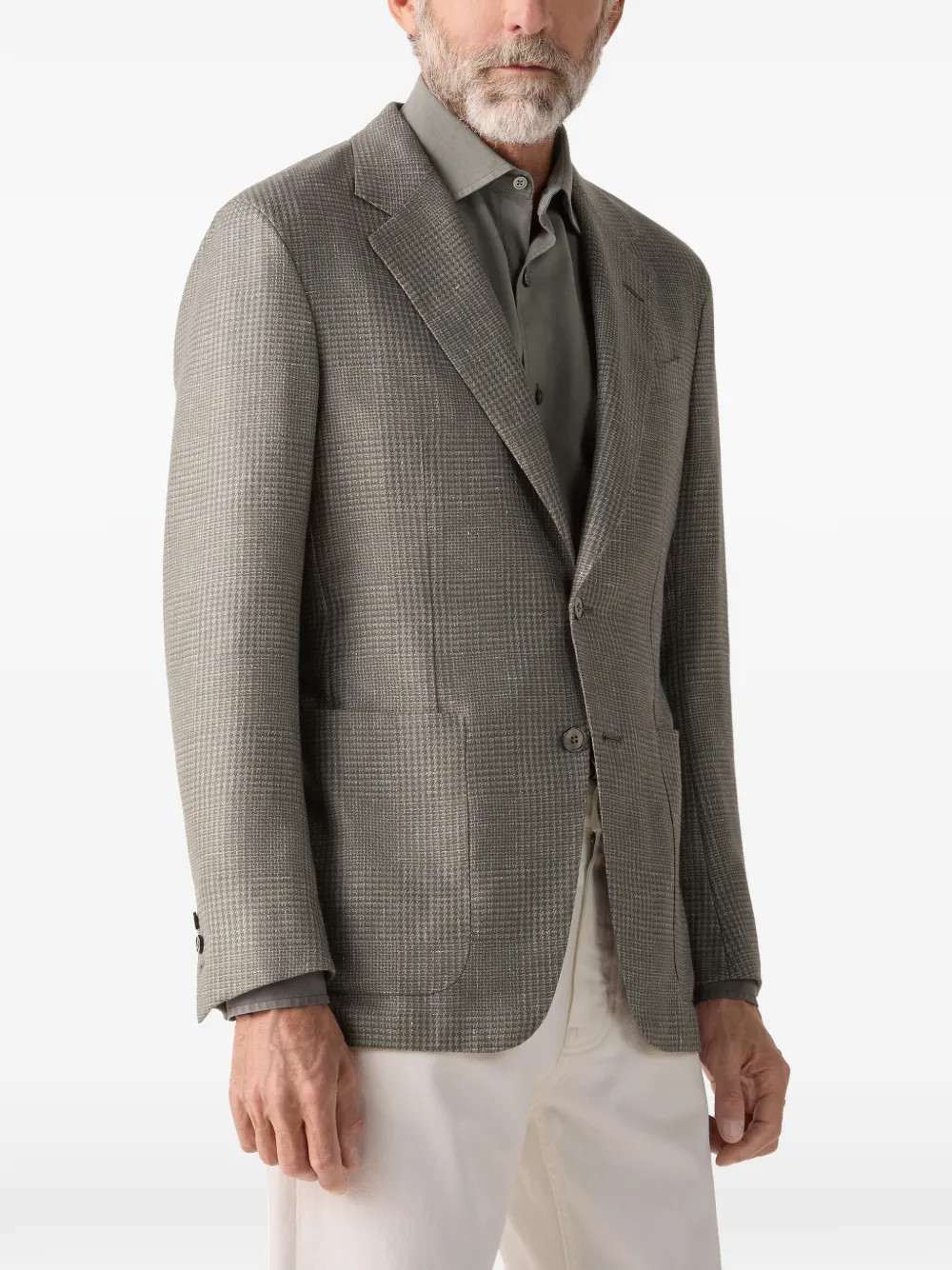  Zegna Patterned Notched Jacket - Grey 