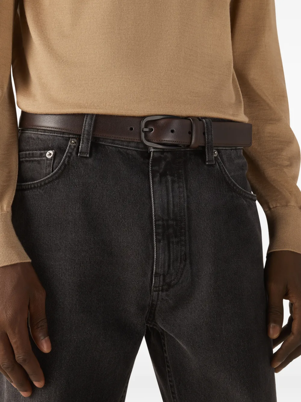 Zegna Leren riem Bruin