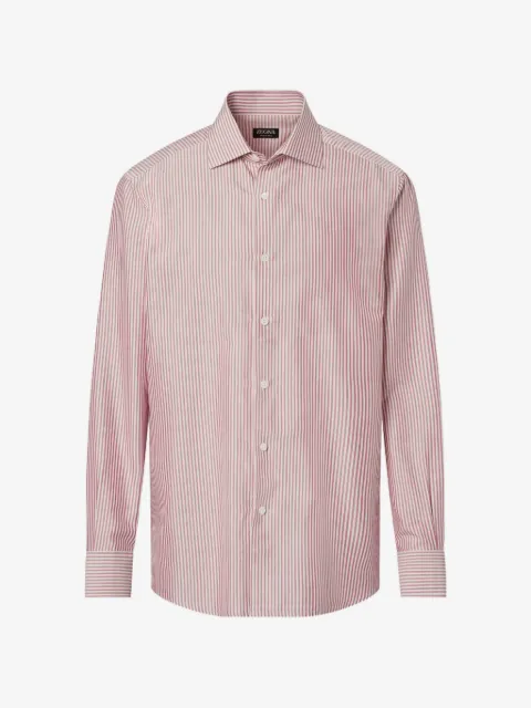 Zegna camisa de seda con motivo de rayas