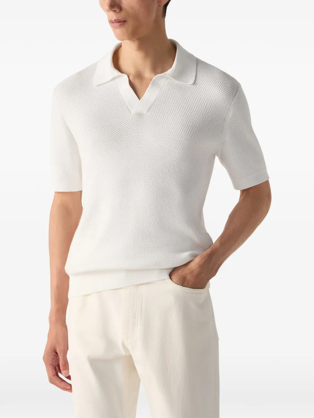 Zegna Oasi katoenen poloshirt met V-hals Wit