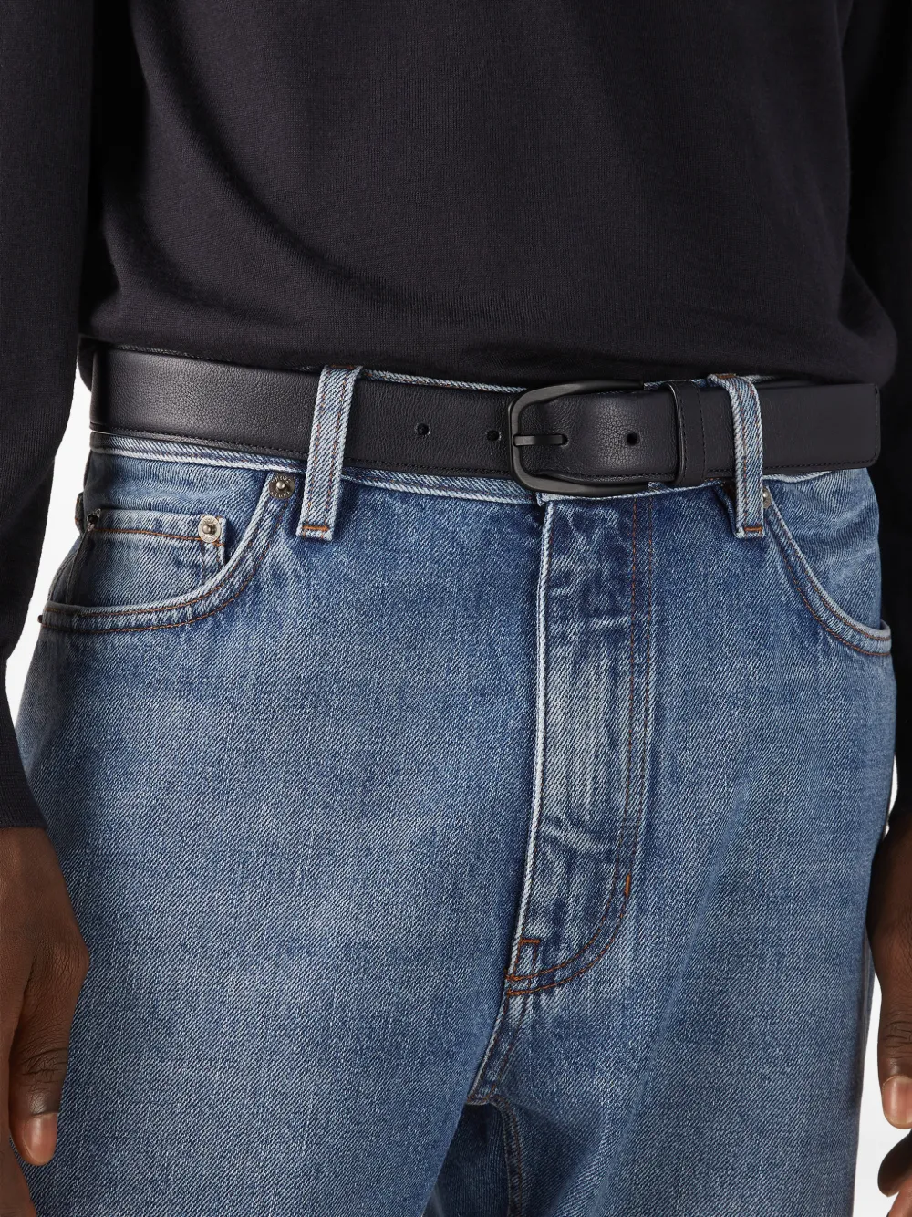 Zegna Leren riem Zwart