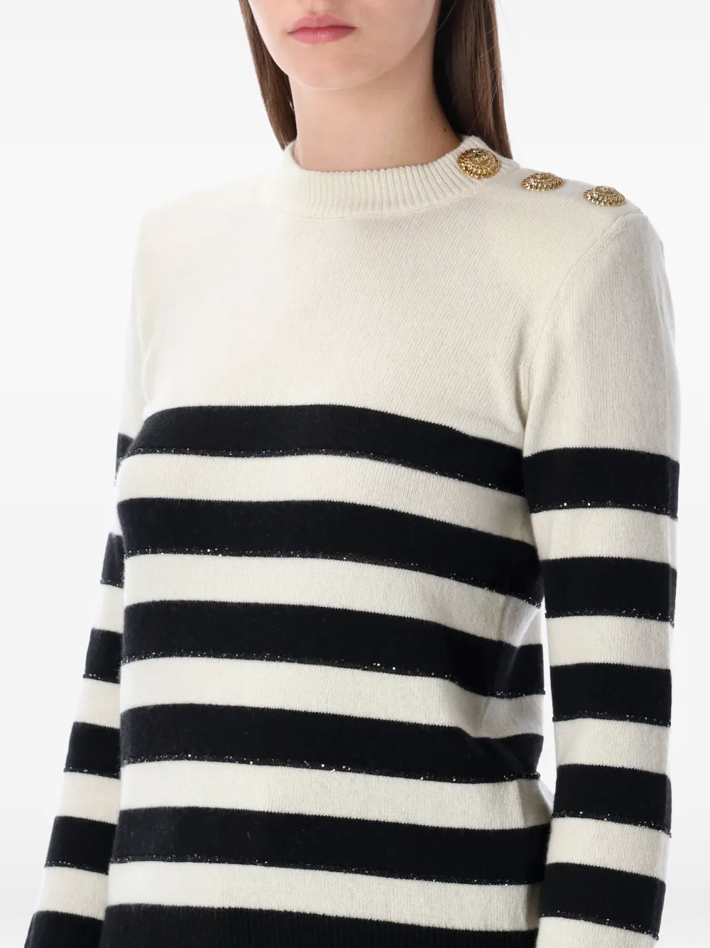 Balmain Striped Sweater - White 