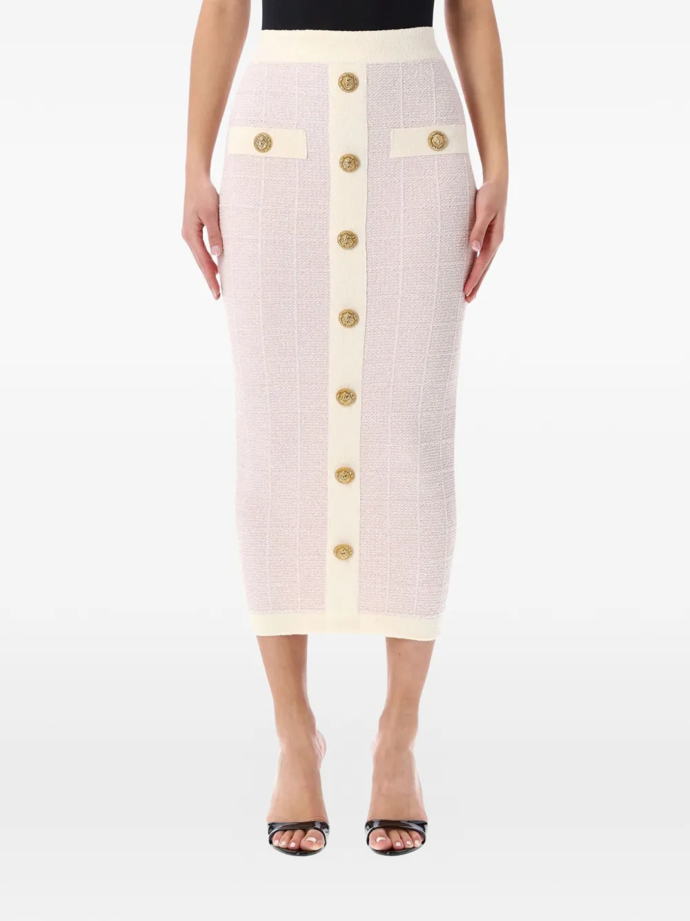 Balmain button-detail midi skirt - Rosa