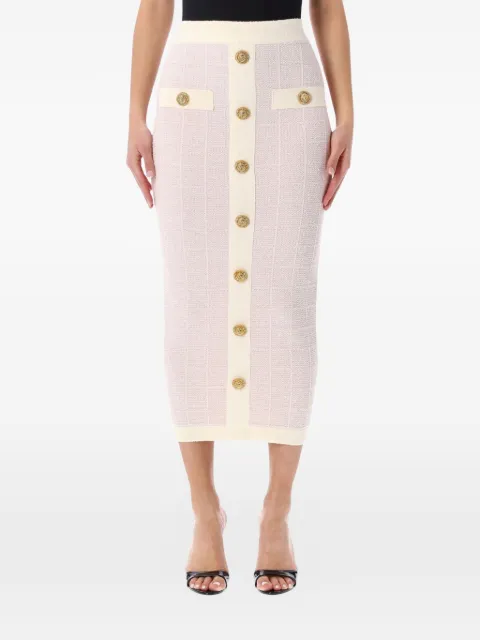 Balmain falda midi con detalle de botones