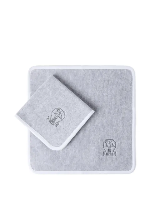 Brunello Cucinelli 2-piece cotton terrycloth hand towel set with embroidery
