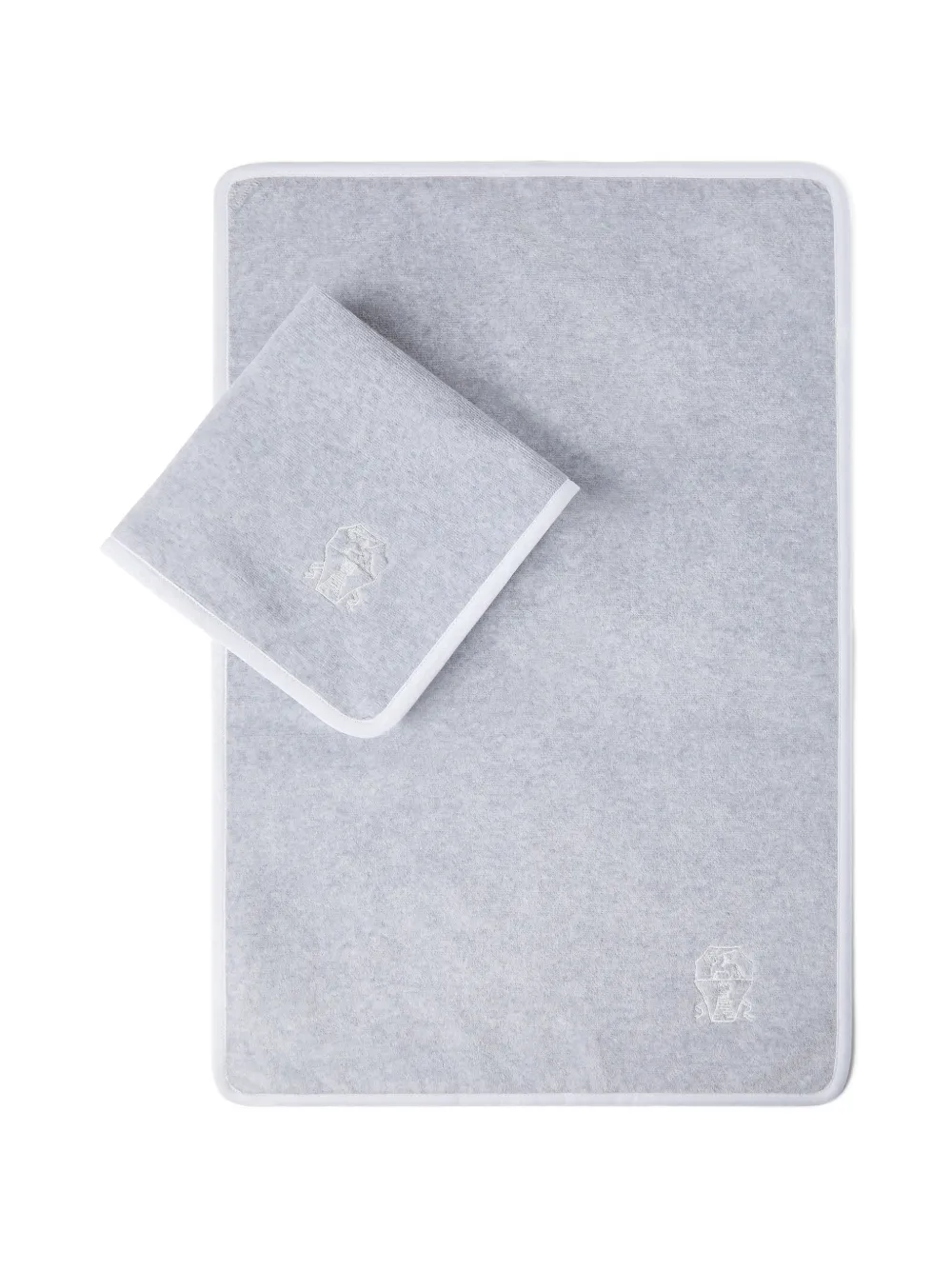 Brunello Cucinelli 2-piece cotton terrycloth towel set with embroidery - Grigio