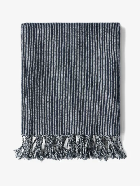 Brunello Cucinelli striped fringed linen throw blanket