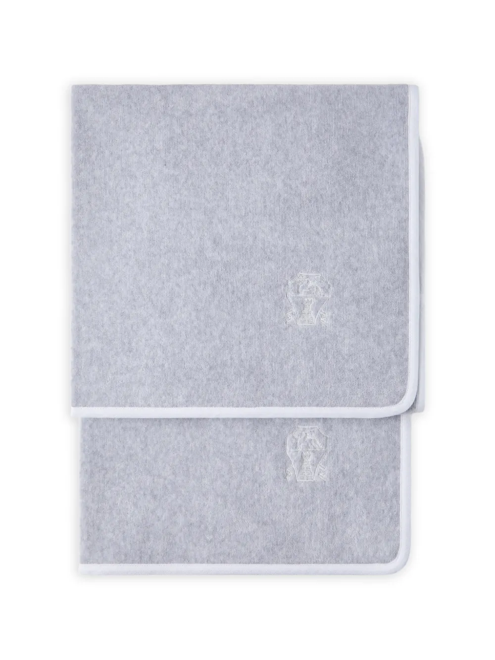 Brunello Cucinelli 2-piece cotton terrycloth bath towel set with embroidery - Grey