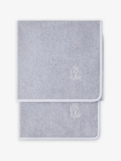 Brunello Cucinelli 2-piece cotton terrycloth bath towel set with embroidery
