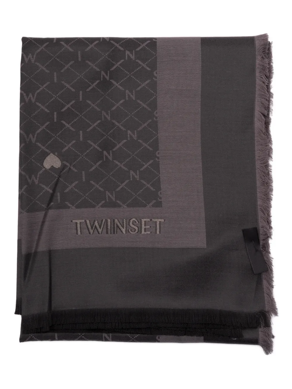 TWINSET monogram frayed scarf - Nero