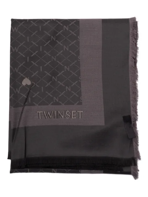 TWINSET monogram frayed scarf
