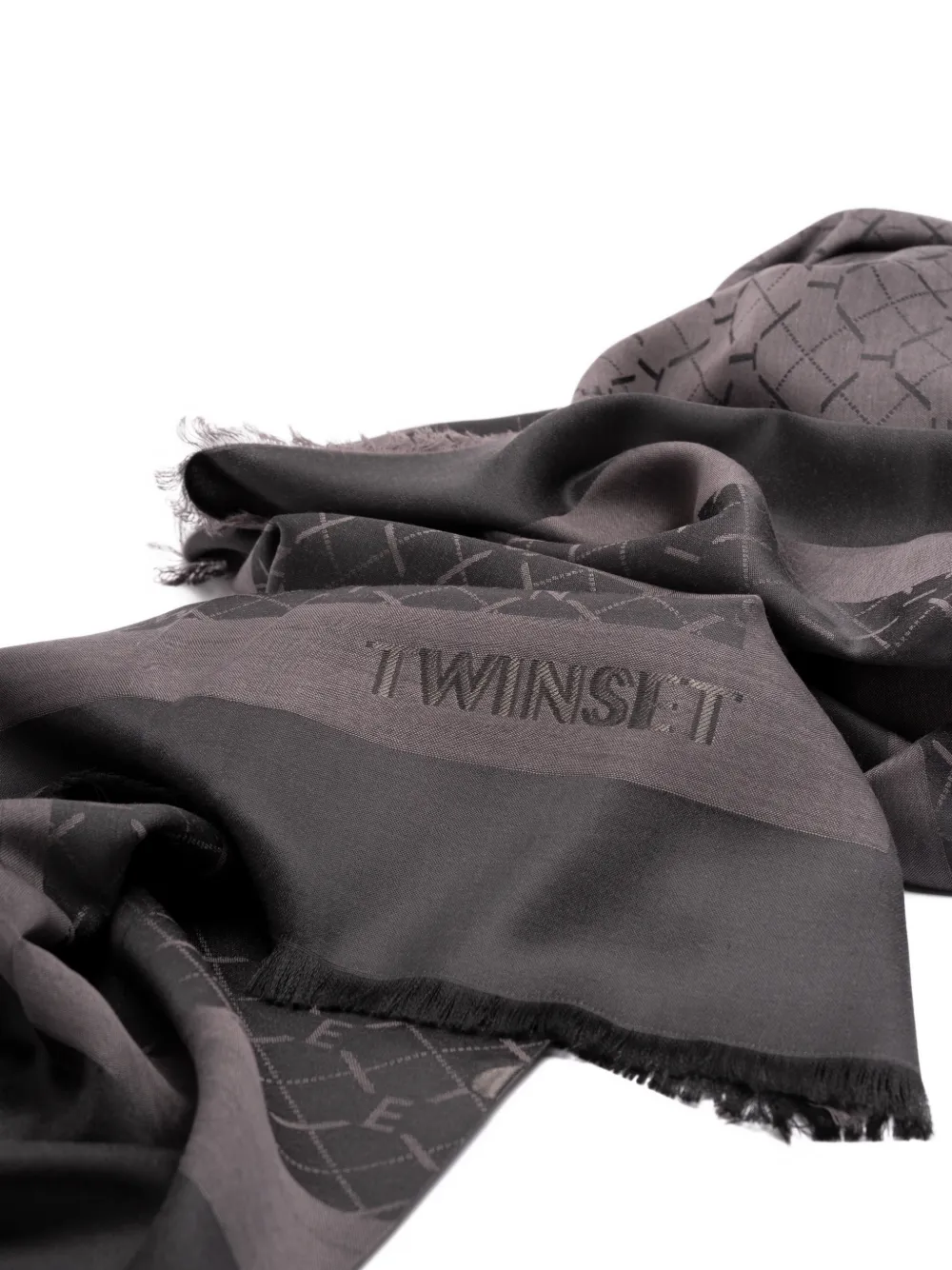  Twinset Monogram Frayed Scarf - Black 