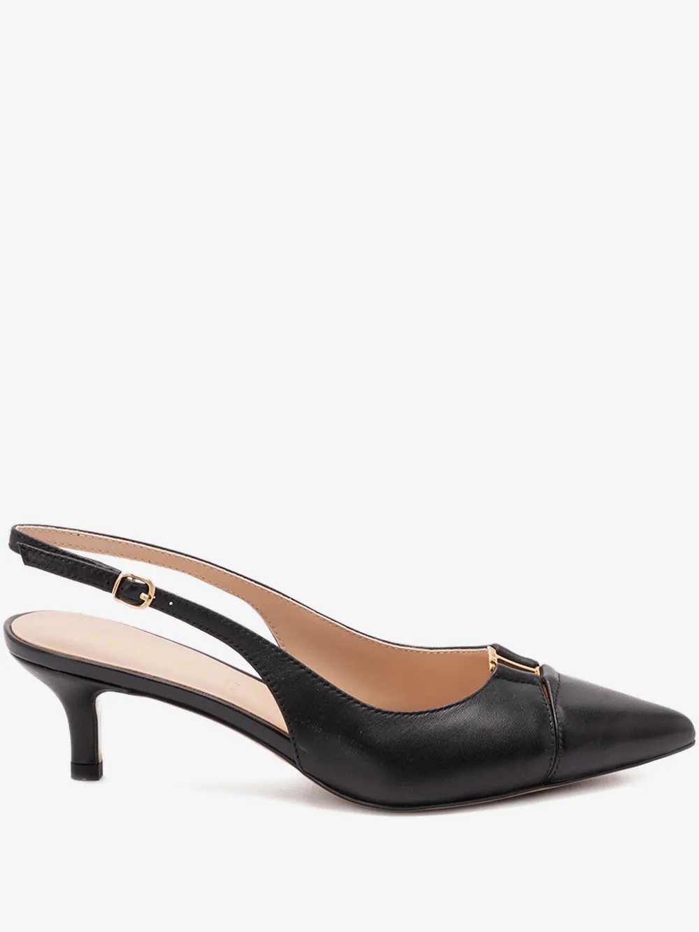 buckle kitten heel pumps