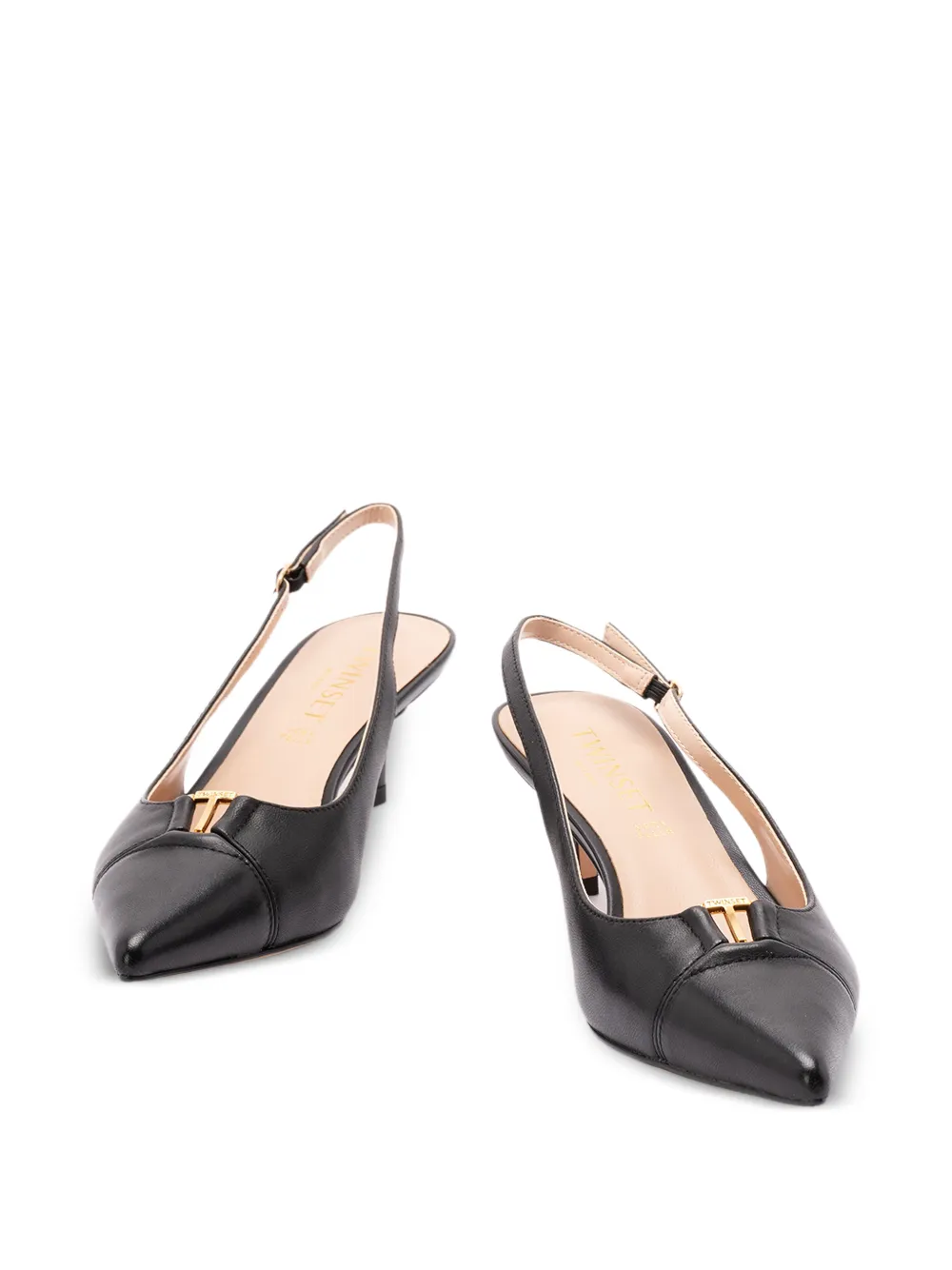 buckle kitten heel pumps