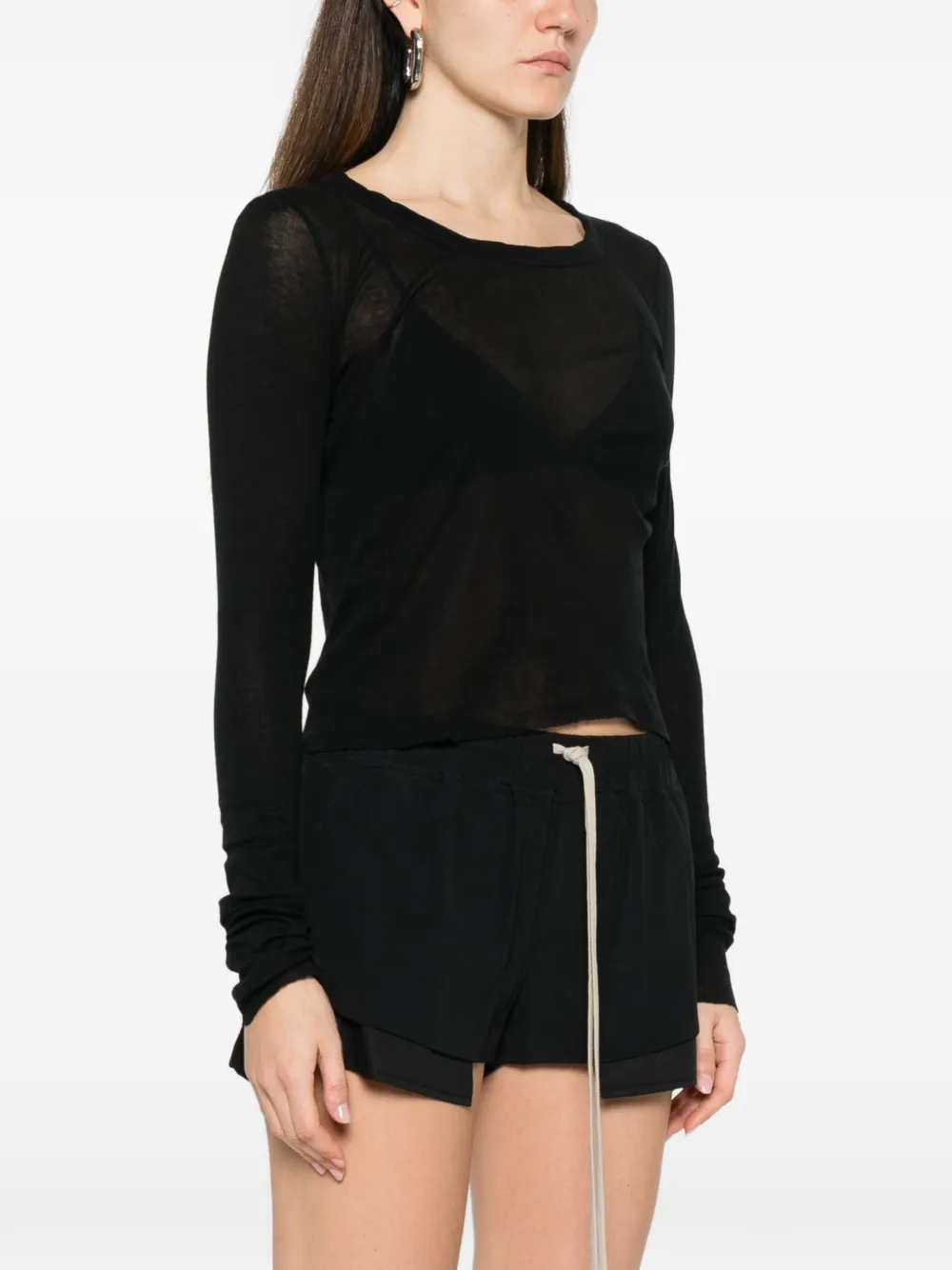  Rick Owens Crew Neck Top - Black 